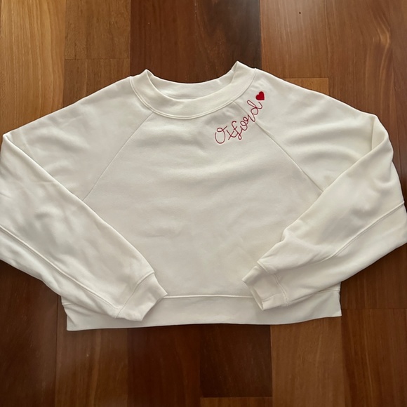 Bella Canvas Cream Sweatshirt with Red Embroidery - Picture 4 of 4